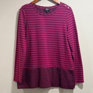 Jones New York Women's Fuchsia‎ and Black Striped Tunic Size L